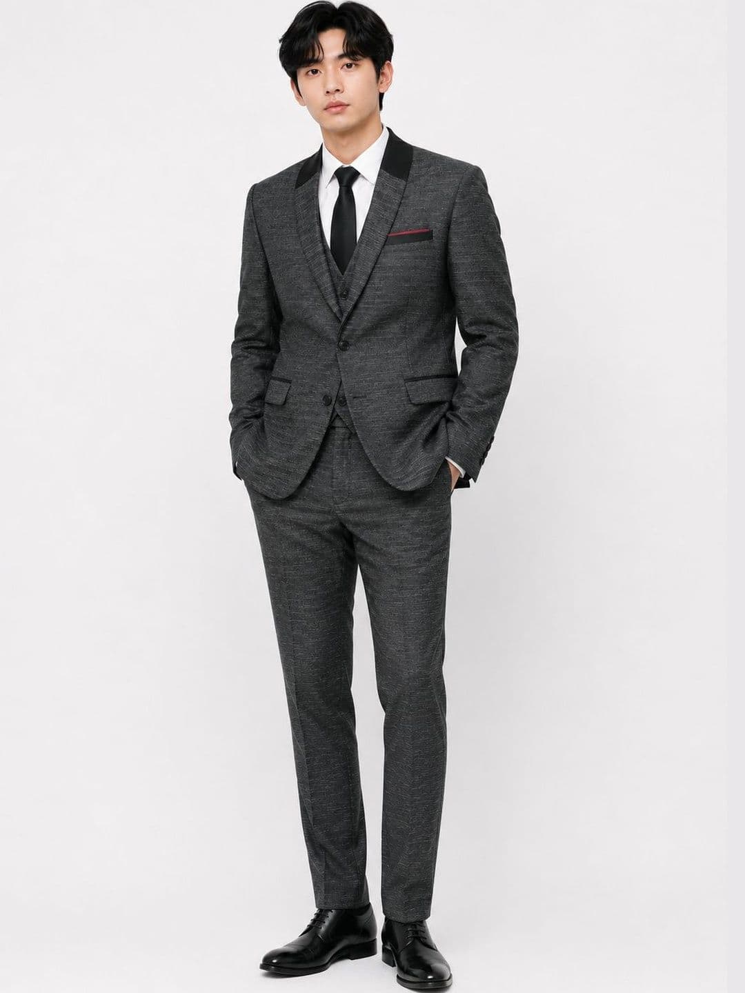 Thecrownandcollar Self Designed Tailored Fit Single-Breasted Three-Piece Suit - view 1