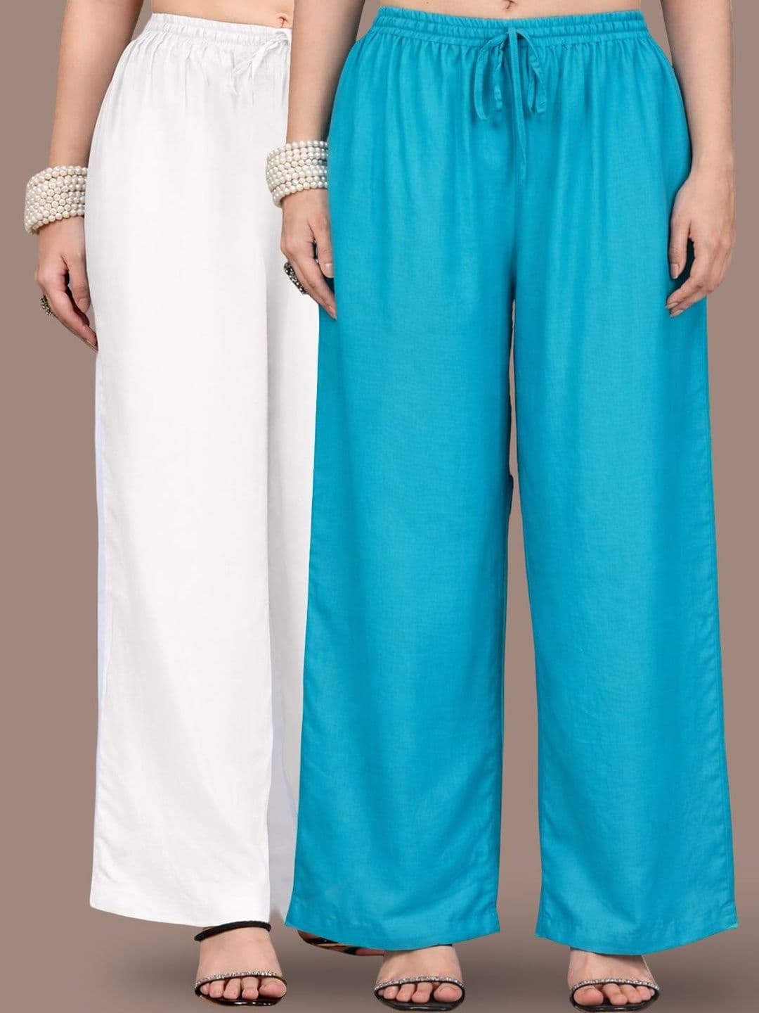 Jinfo Women Pack Of 2 Wide Leg Flared Palazzos - view 1