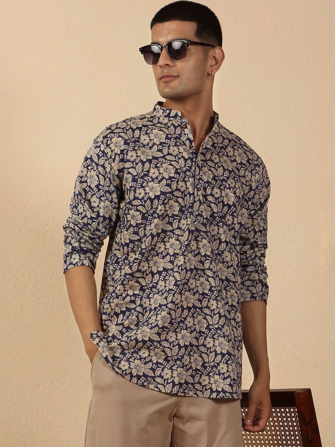 KRAFT INDIA Men Floral Printed Block Print Kurta - view 1