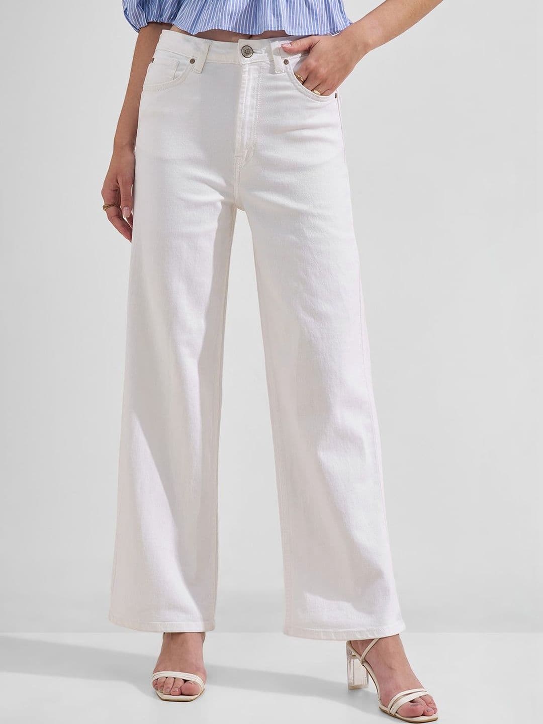 Tokyo Talkies Women Wide Leg Mid-Rise Stretchable Jeans - view 1