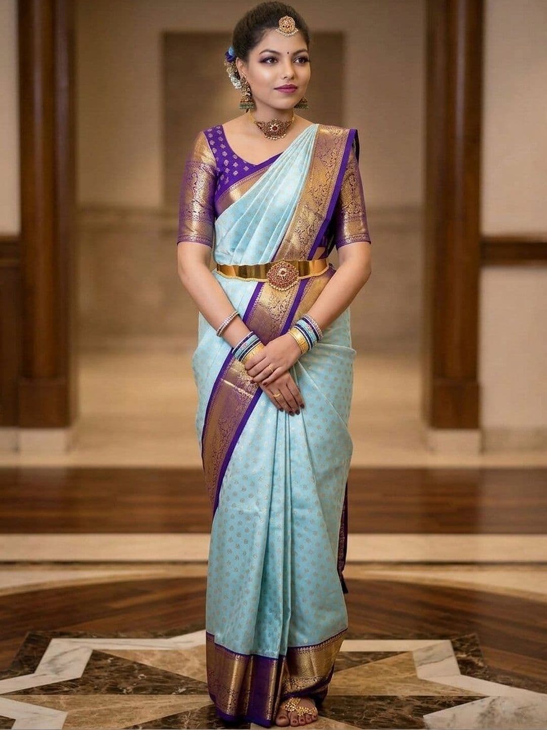LIMDO Ethnic Motifs Zari Art Silk Kanjeevaram Saree - view 1