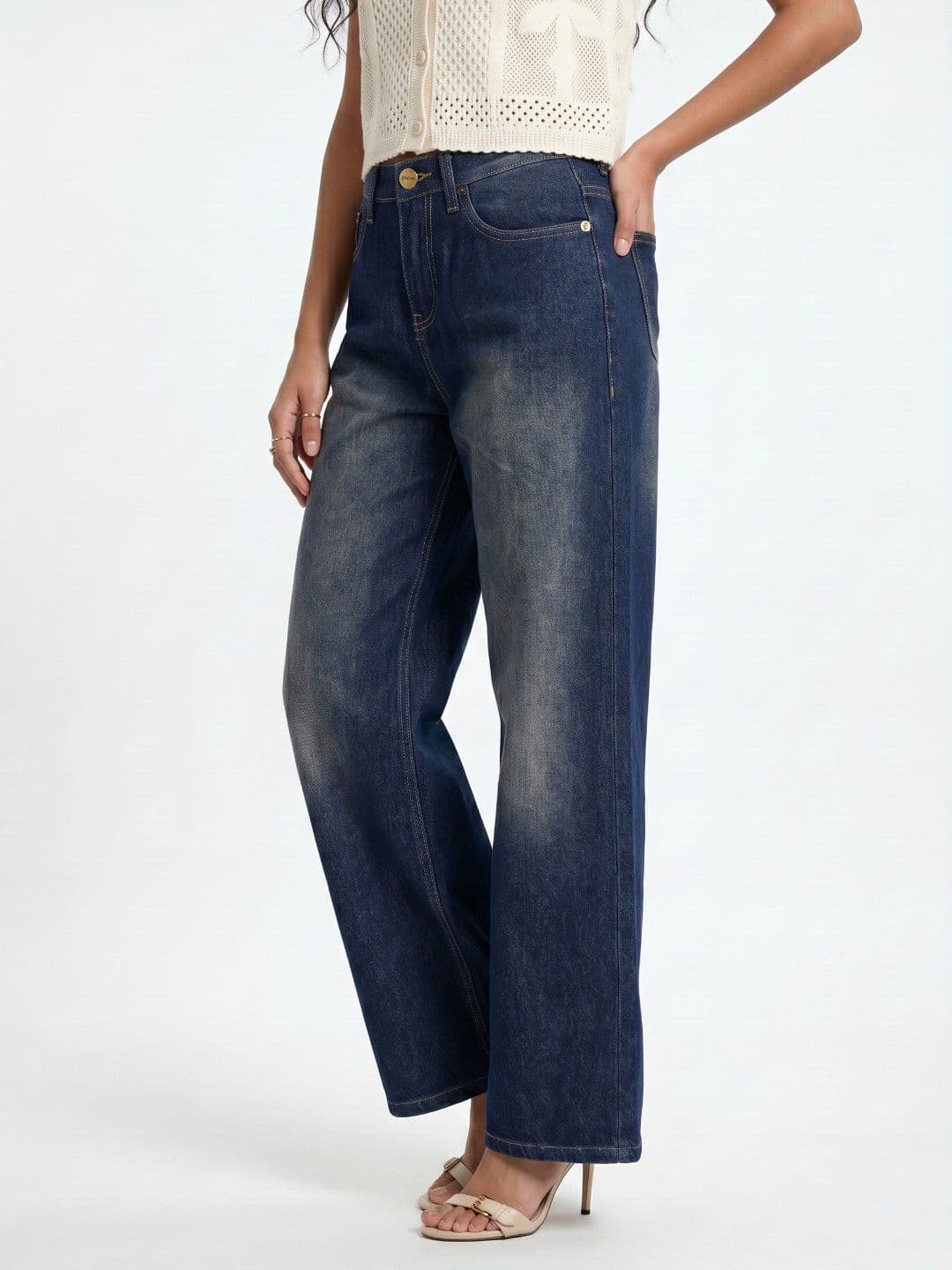 glitchez Women Mid-Rise Heavy Fade Jeans - view 1