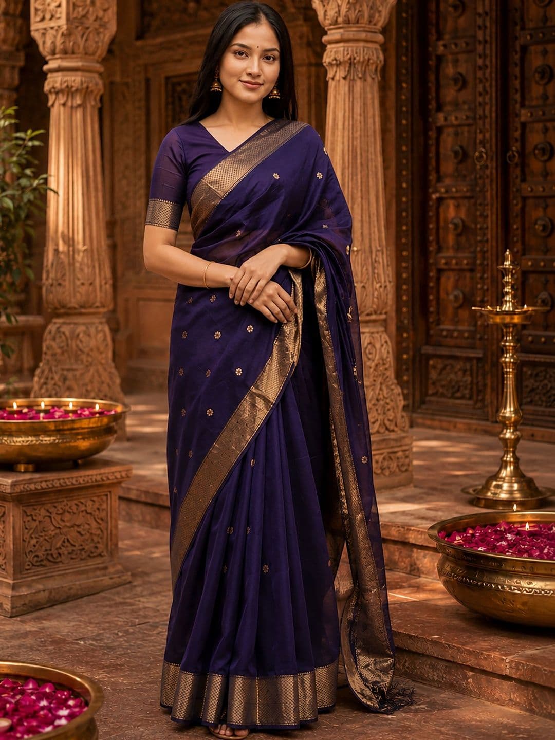 Moda Rapido Woven Design Zari Handloom Kanjeevaram Saree - view 1