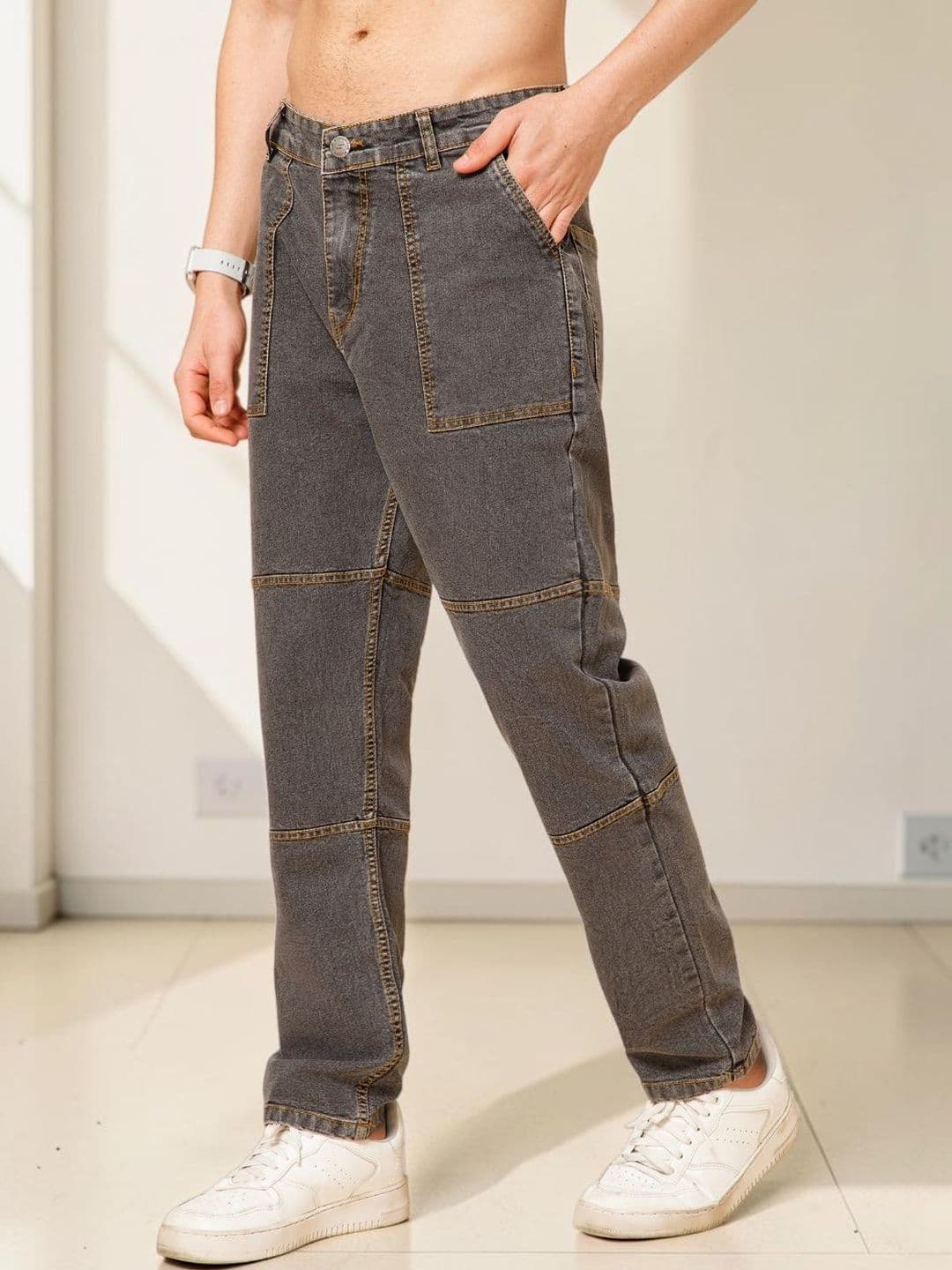 STUDIO NEXX Men Loose Relaxed Fit Mid-Rise Stretchable Jeans - view 1