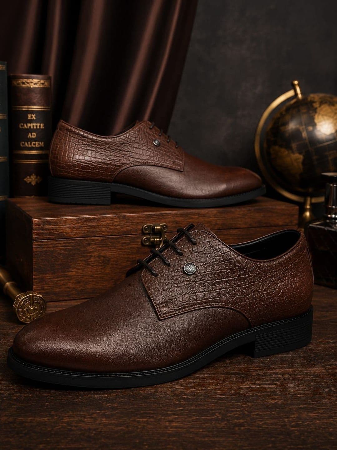 House of Pataudi Men Textured Round Toe Lace-Ups Derbys - view 1