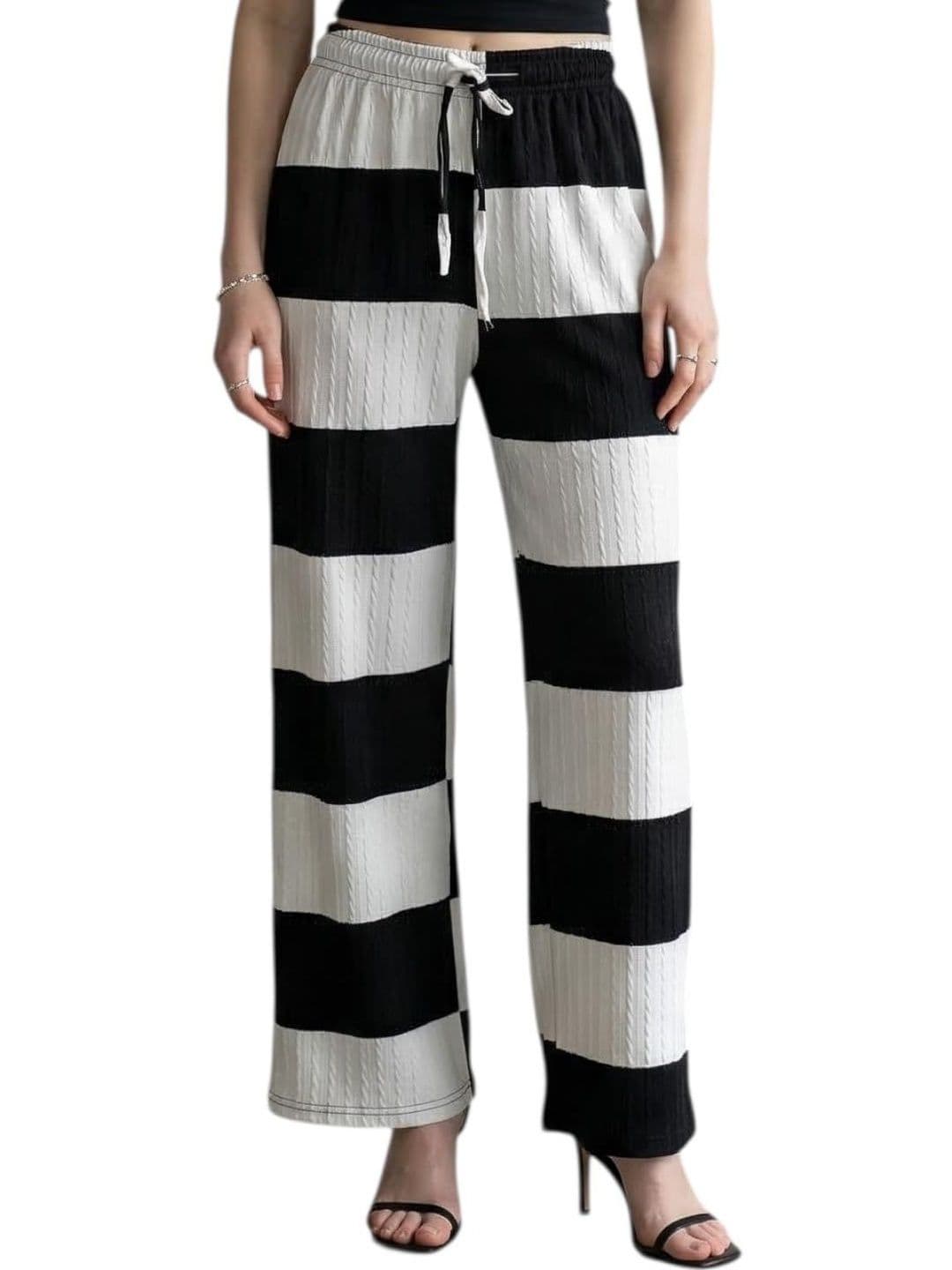 Nelwin Ji Women Striped Knitted Palazzos - view 1