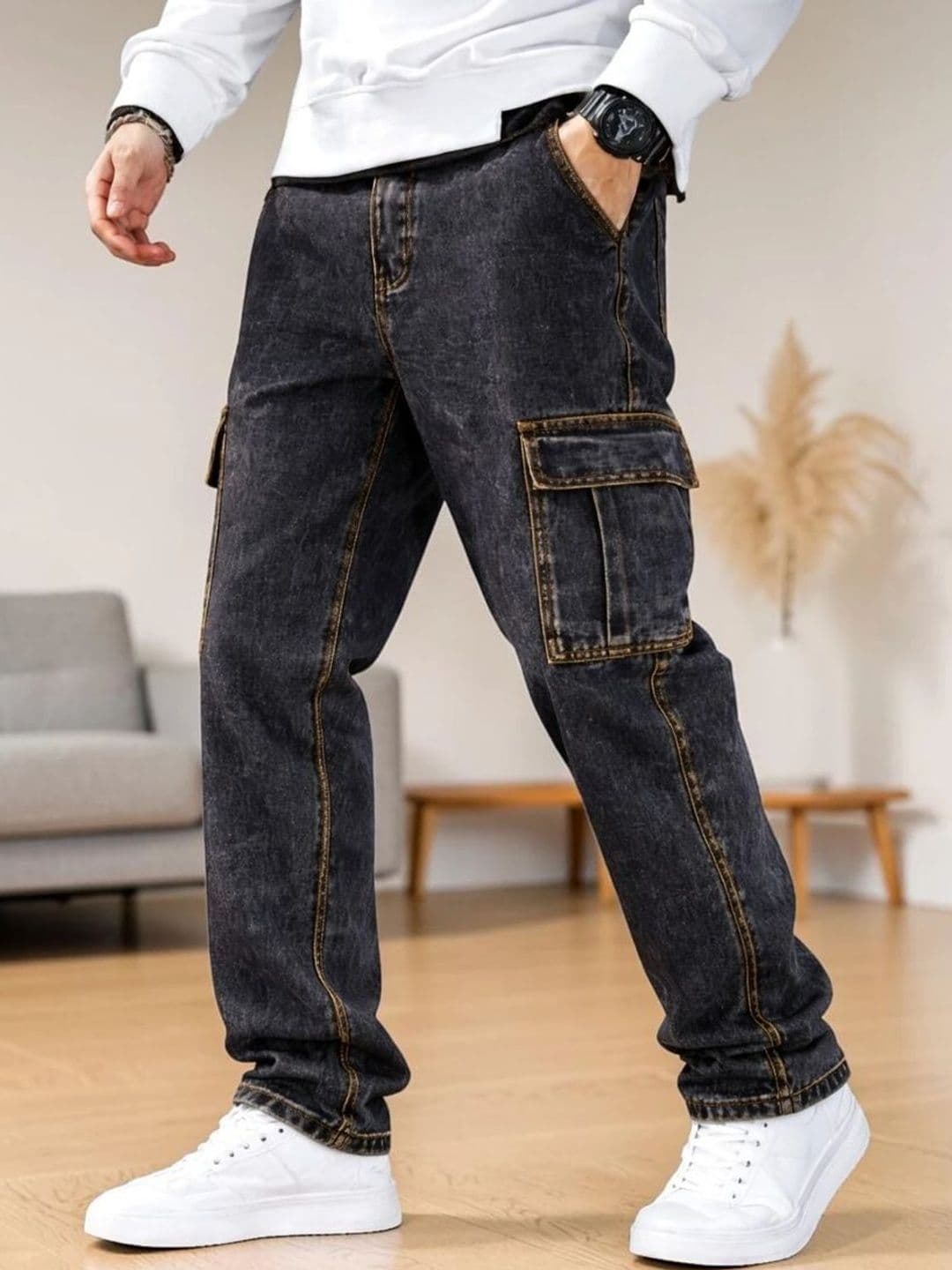 Playfeel Men Loose Boyfriend Fit Mid-Rise Jeans - view 1