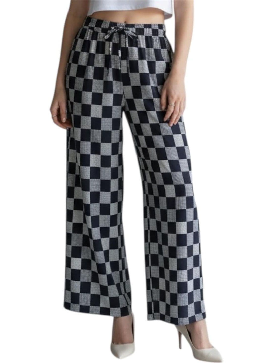 Nelwin Ji Women Checked Knitted Palazzos - view 1