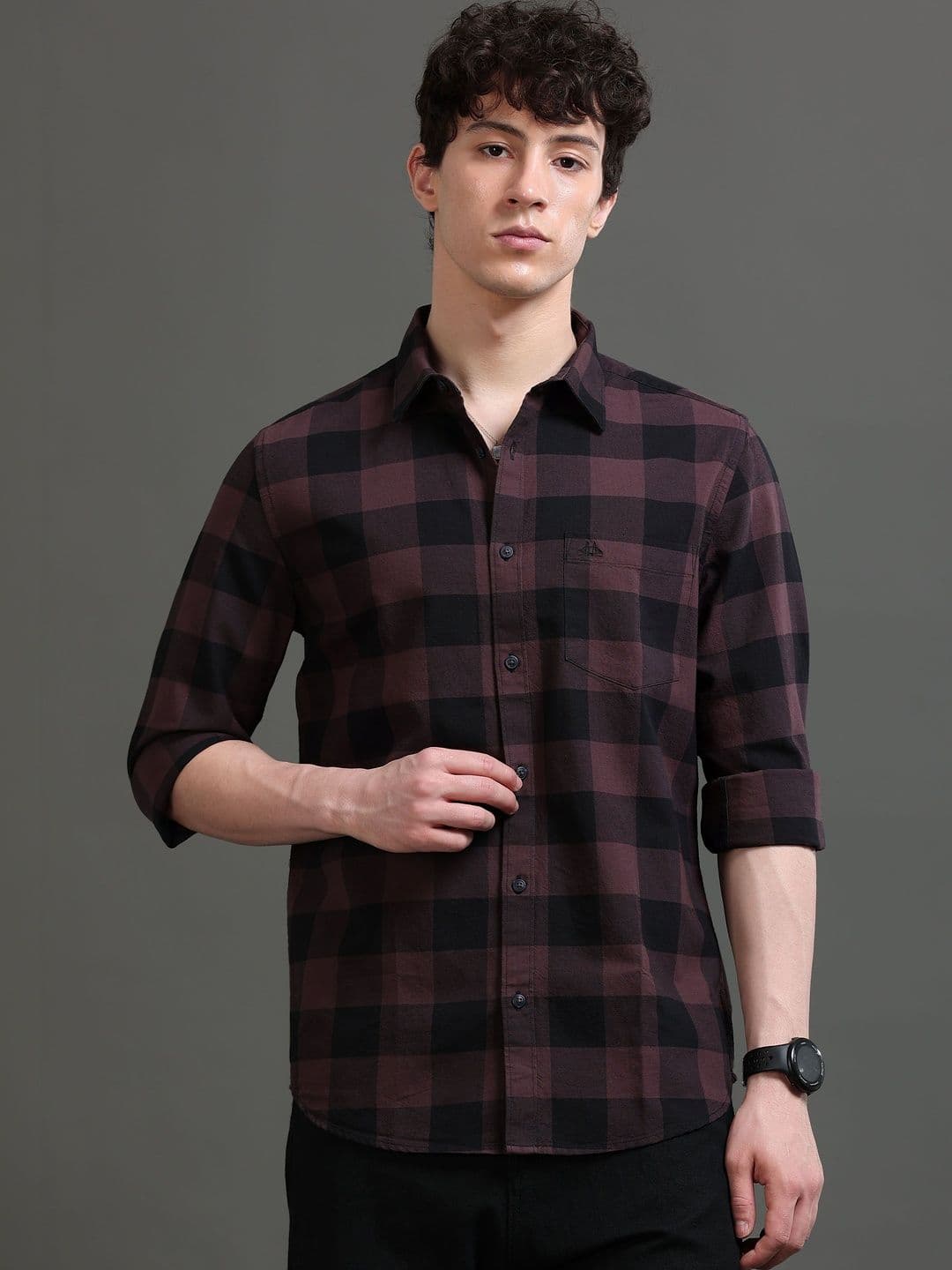 British Club Men Smart Slim Fit Buffalo Checks Checked Casual Shirt - view 1