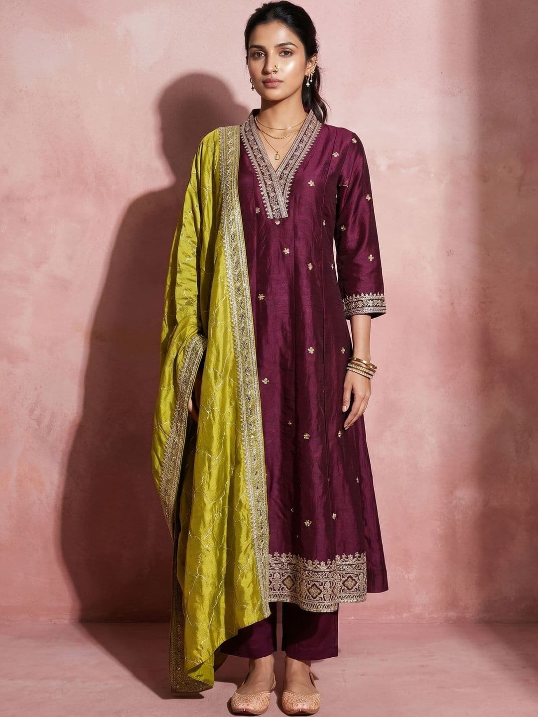 DRIP CHOWK Women Ethnic Motifs Embroidered Regular Kurta with Trousers & With Dupatta - view 1