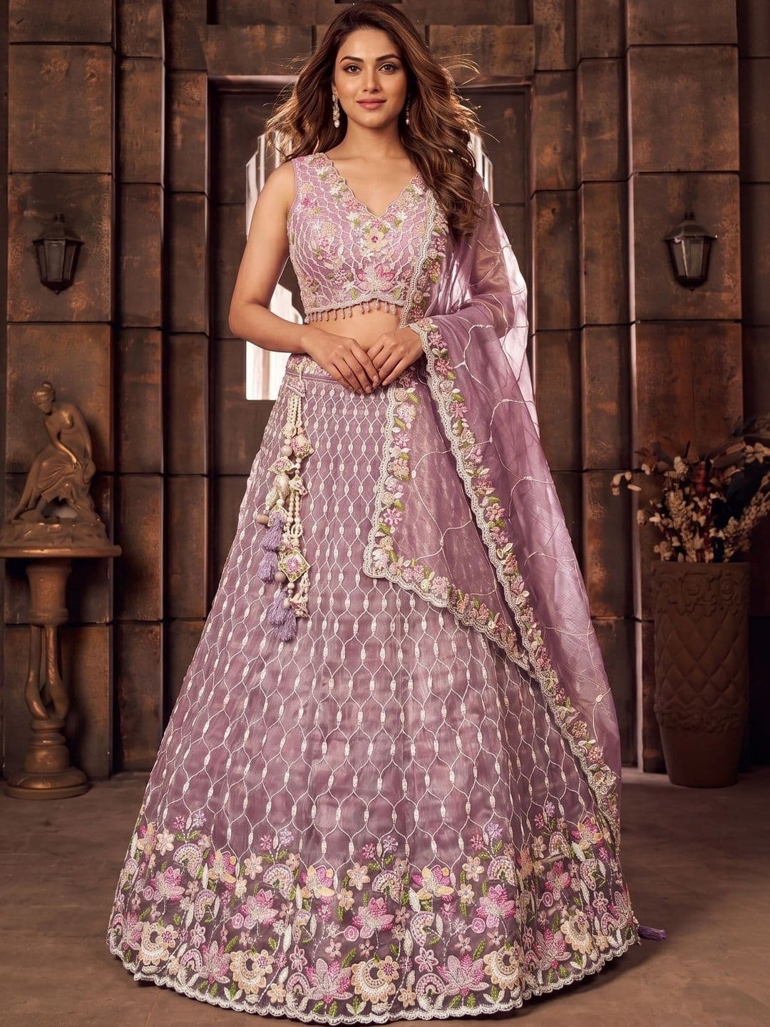 KALINI Embellished Sequinned Ready to Wear Lehenga & Blouse With Dupatta - view 1