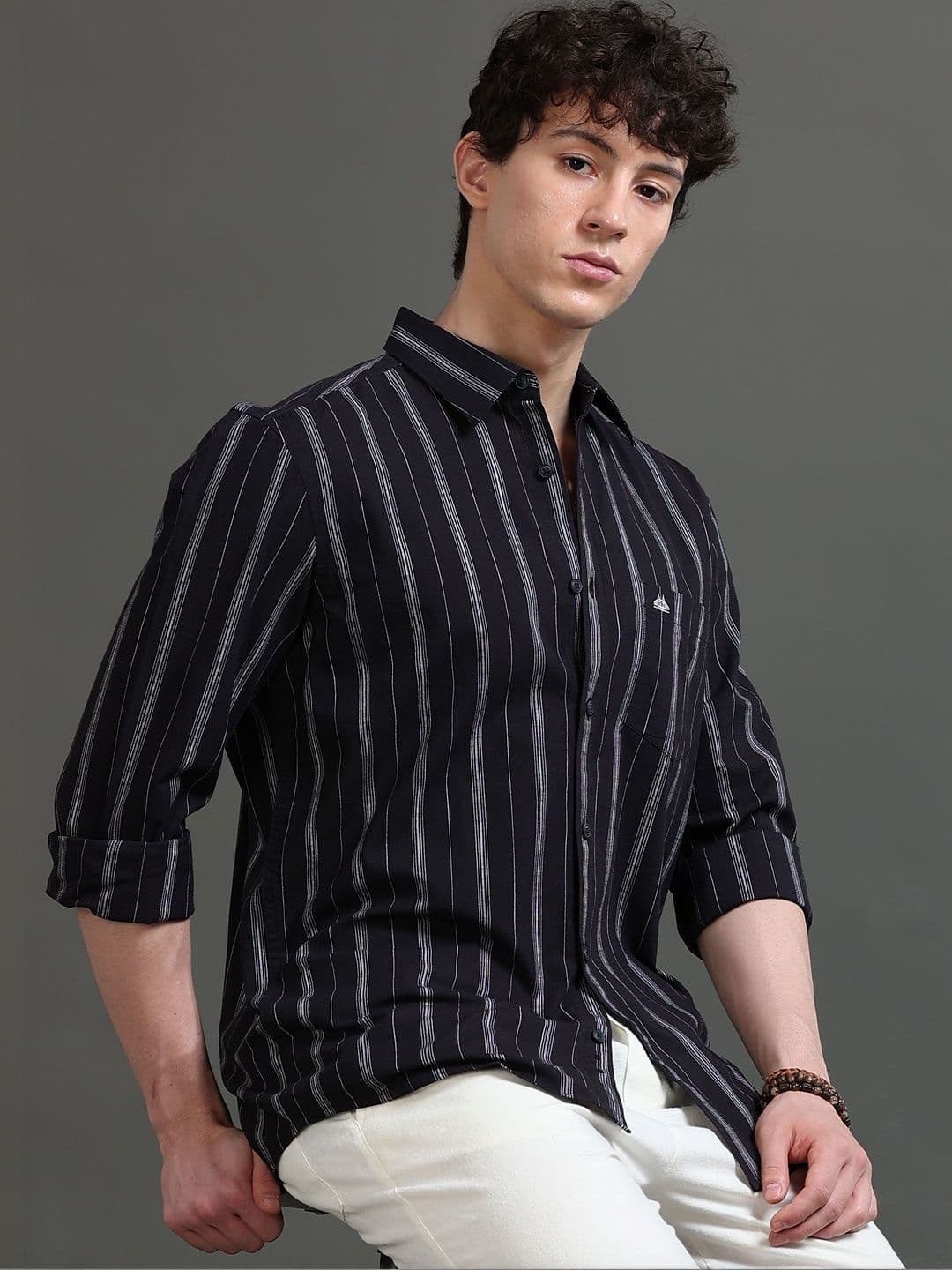 British Club Men Smart Slim Fit Striped Casual Shirt - view 1