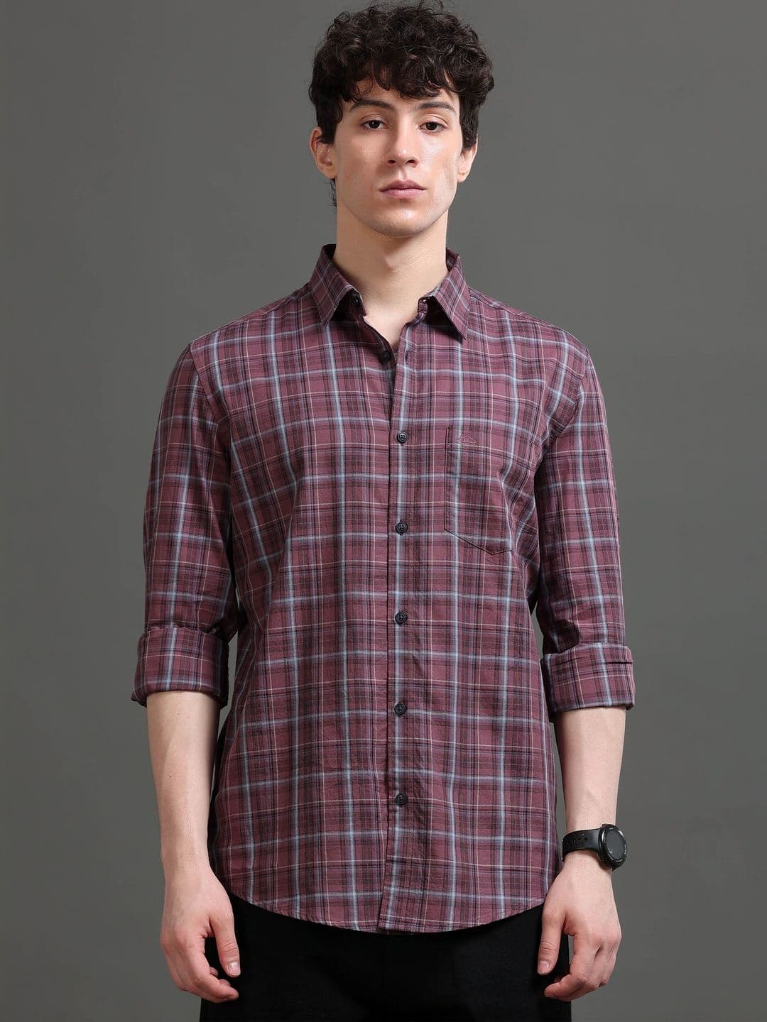 British Club Men Smart Slim Fit Tartan Checks Checked Casual Shirt - view 1
