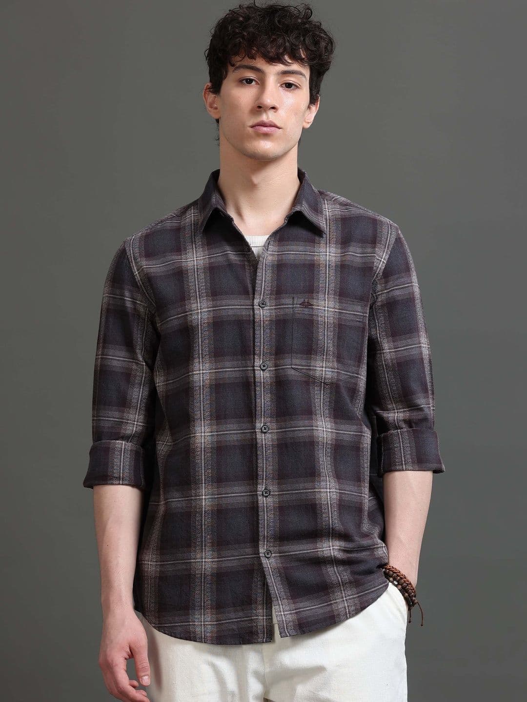British Club Men Smart Slim Fit Checked Casual Shirt - view 1
