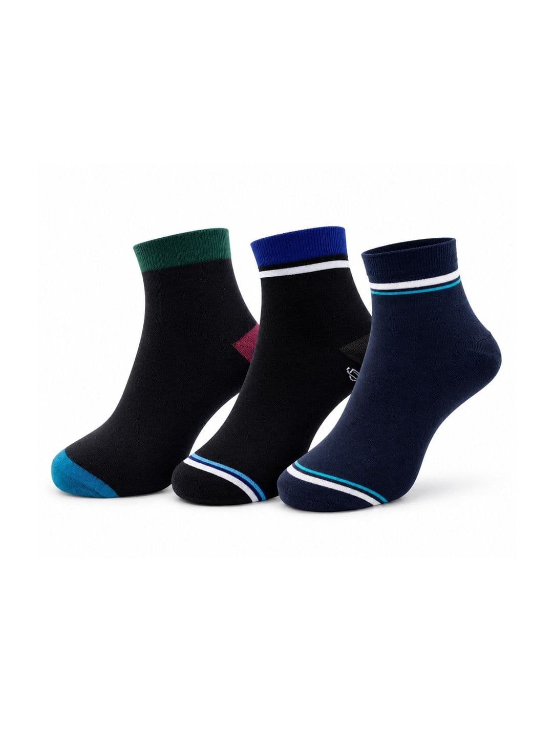Dollar Men Pack of 3 Cotton Assorted Colourblocked Ankle Length Socks - view 1