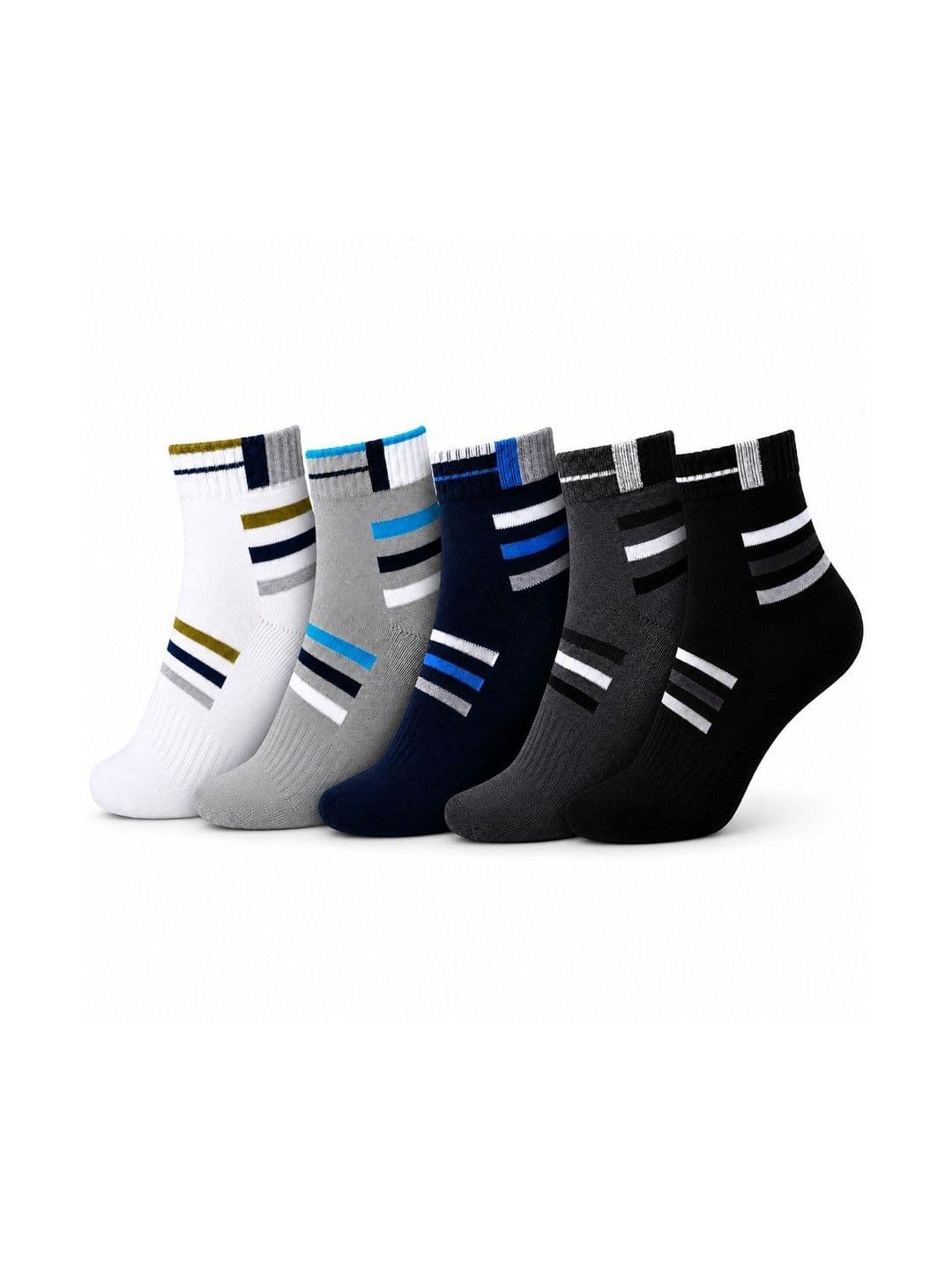 Dollar Men Pack of 5 Cotton Assorted Striped Ankle Length Socks - view 1