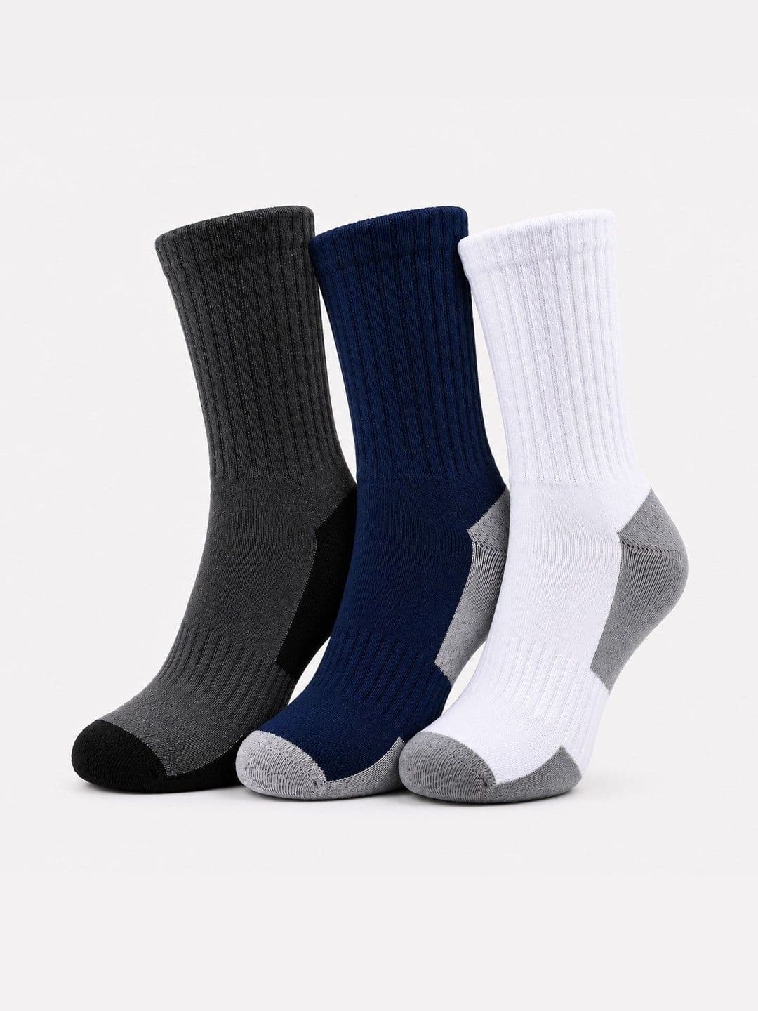 Dollar Men Pack of 3 Cotton Assorted Colourblocked Above Ankle Socks - view 1