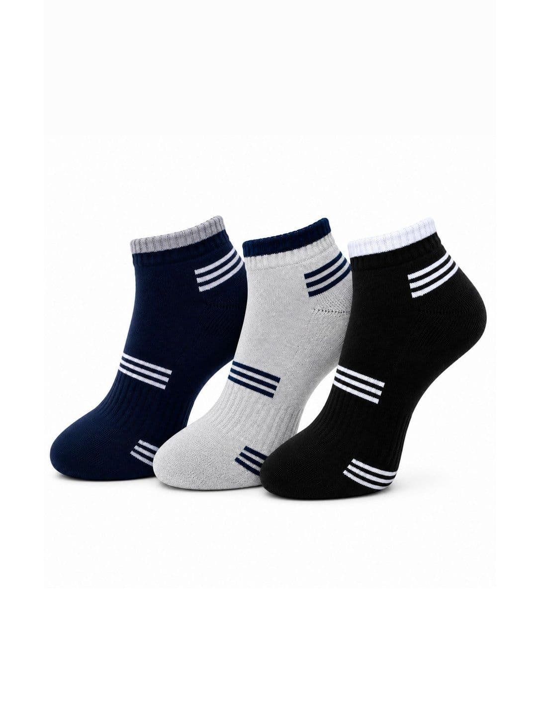Dollar Men Pack of 3 Cotton Assorted Striped Ankle Length Socks - view 1