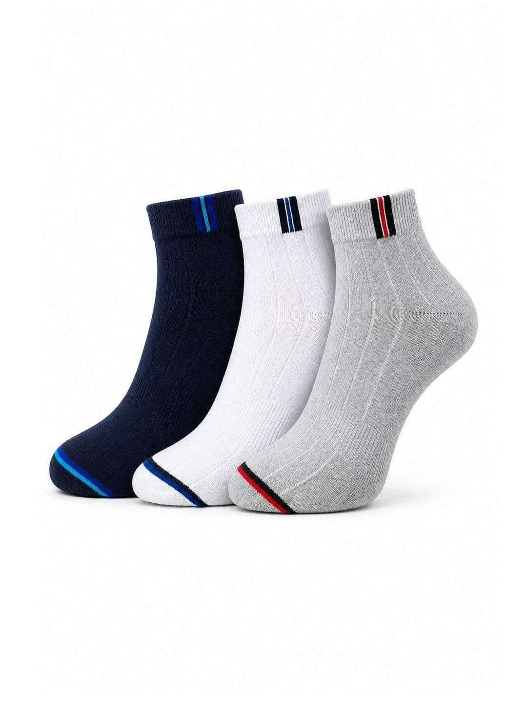 Dollar Men Pack of 3 Cotton Assorted Striped Ankle Length Socks - view 1