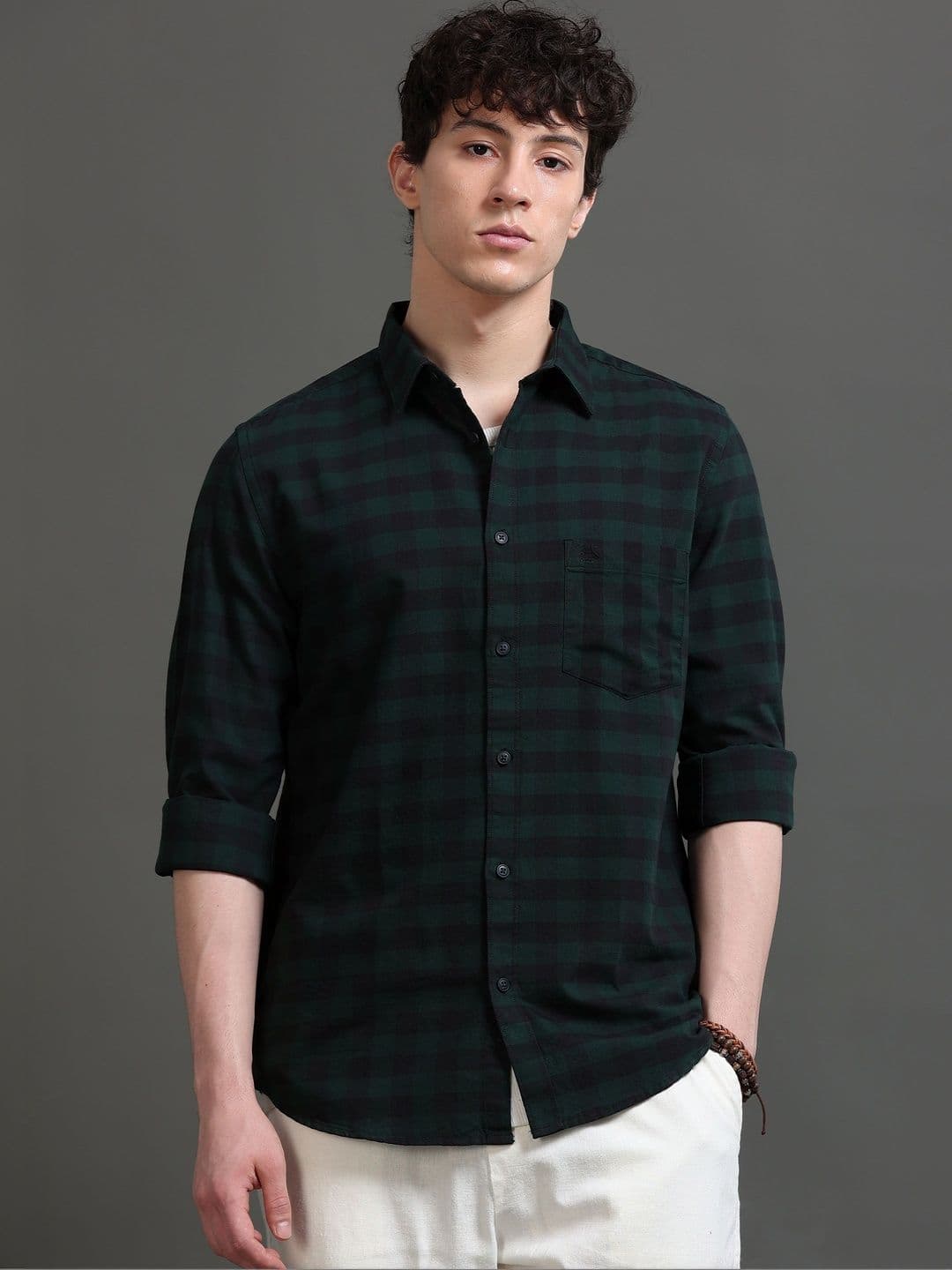 British Club Men Smart Slim Fit Buffalo Checks Checked Casual Shirt - view 1