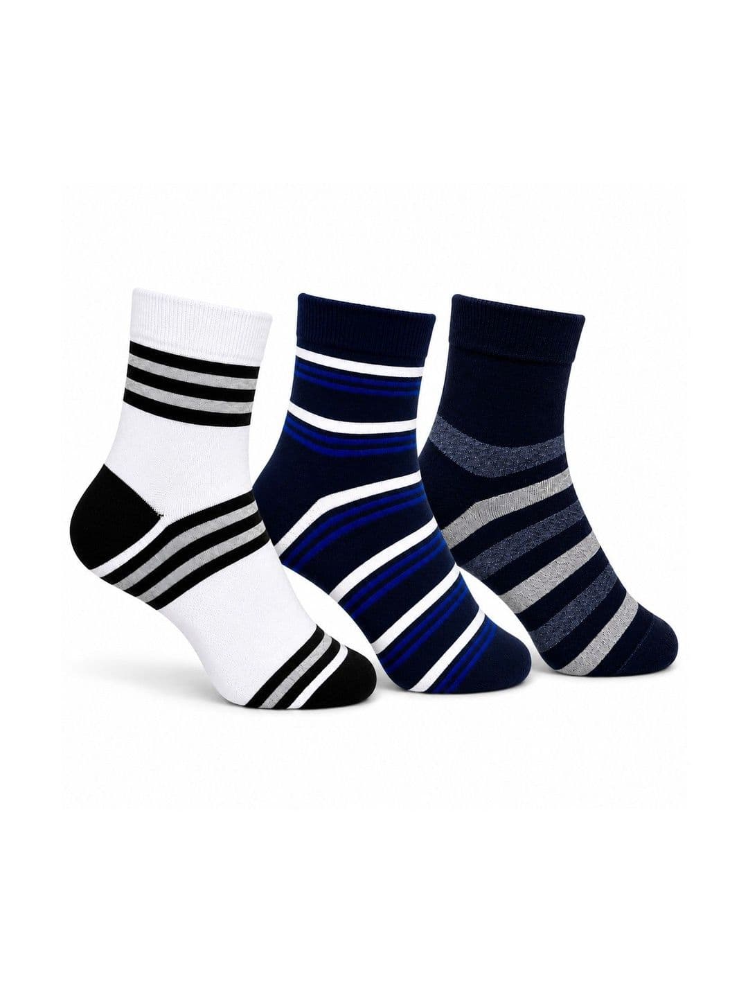 Dollar Men Pack of 3 Cotton Assorted Striped Above Ankle Socks - view 1