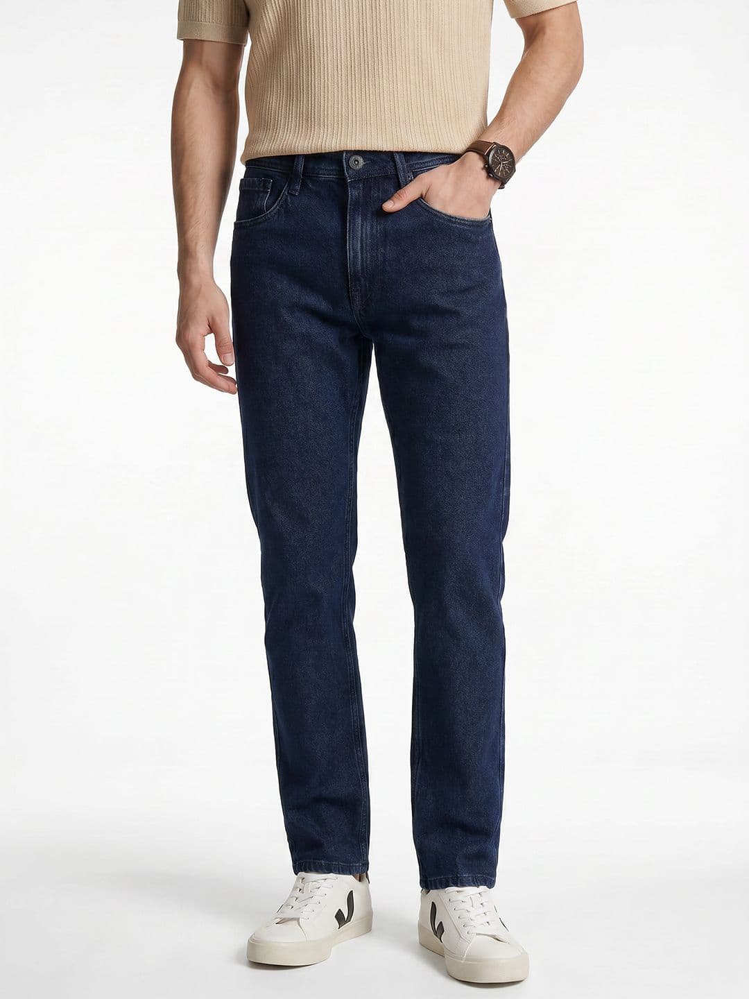 Integriti Men Blue Mid-Rise Solid Straight Fit Jeans - view 1