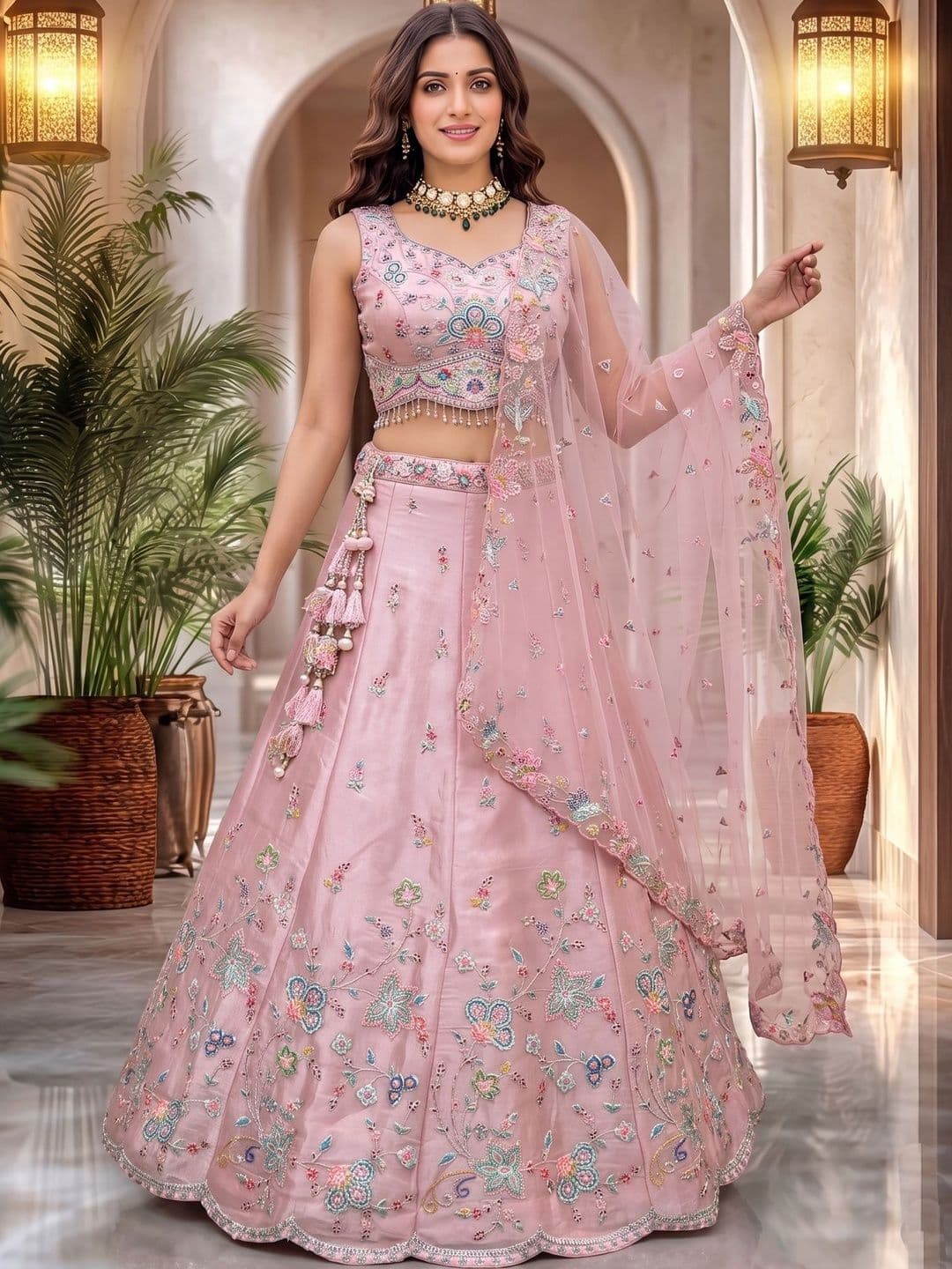 KALINI Embroidered Sequinned Ready to Wear Lehenga & Blouse With Dupatta - view 1