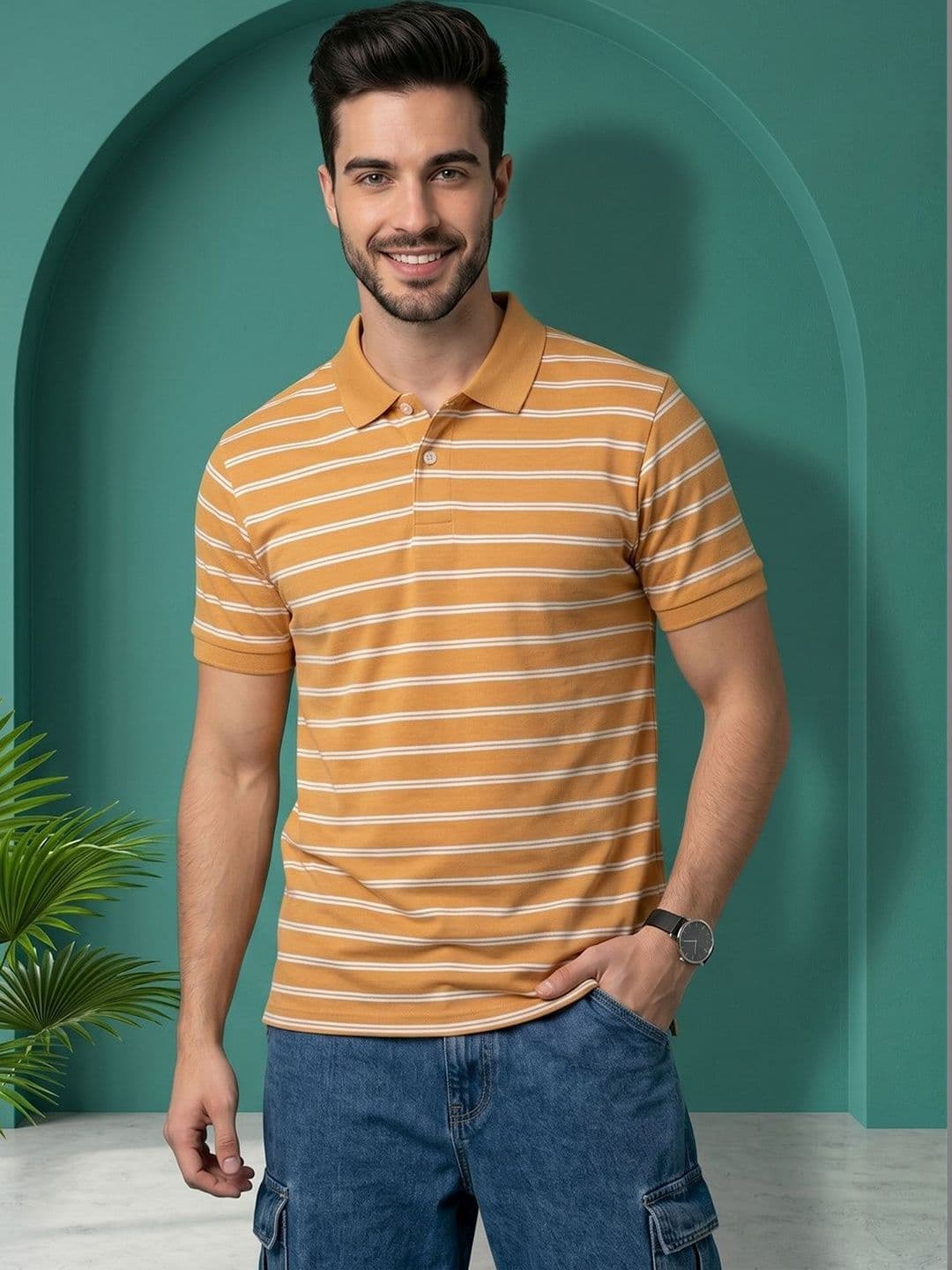 Kook N Keech Men Striped Polo Collar T-shirt - view 1