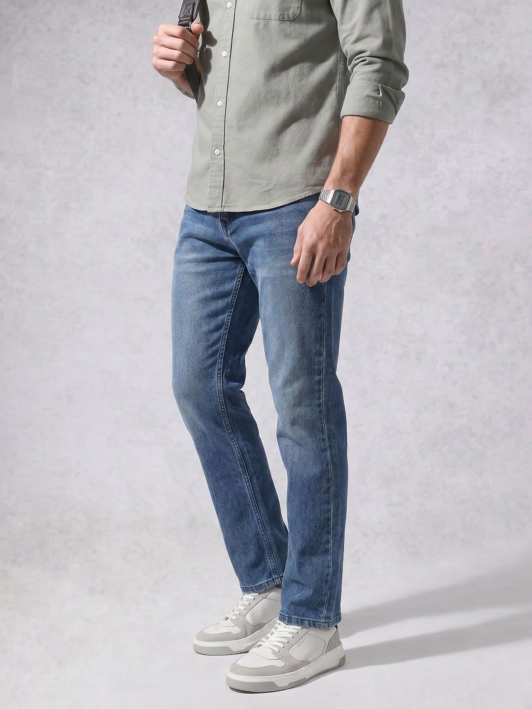 WROGN Men Straight Fit Light Fade Stretchable Jeans - view 1