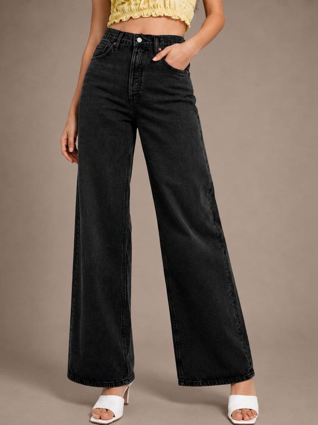 glitchez Women Comfort Wide Leg High-Rise Light Fade Stretchable Jeans - view 1