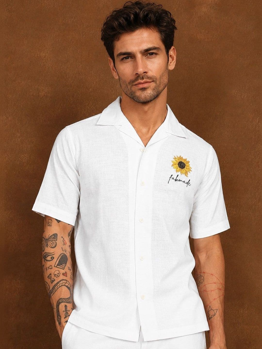 HERE&NOW Men White Sunflower Printed Shirt - view 1
