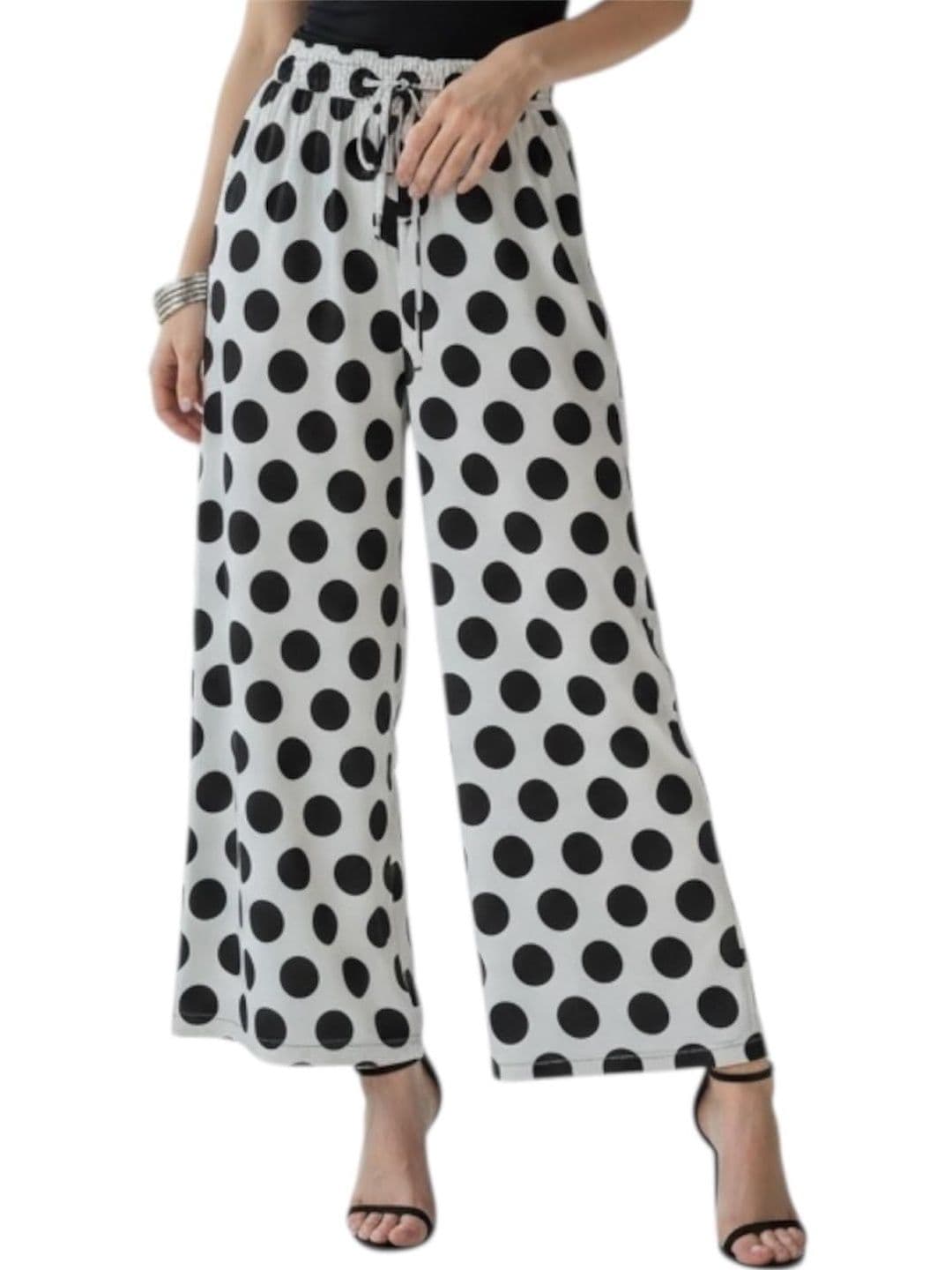 Nelwin Ji Women Polka Dot Printed Knitted Palazzos - view 1