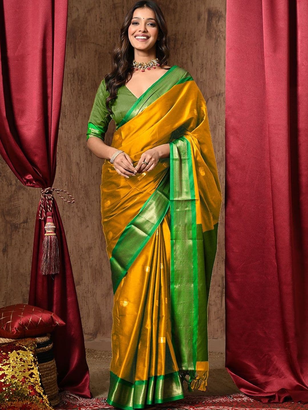Mitera Woven Design Zari Silk Cotton Handloom Paithani Saree - view 1