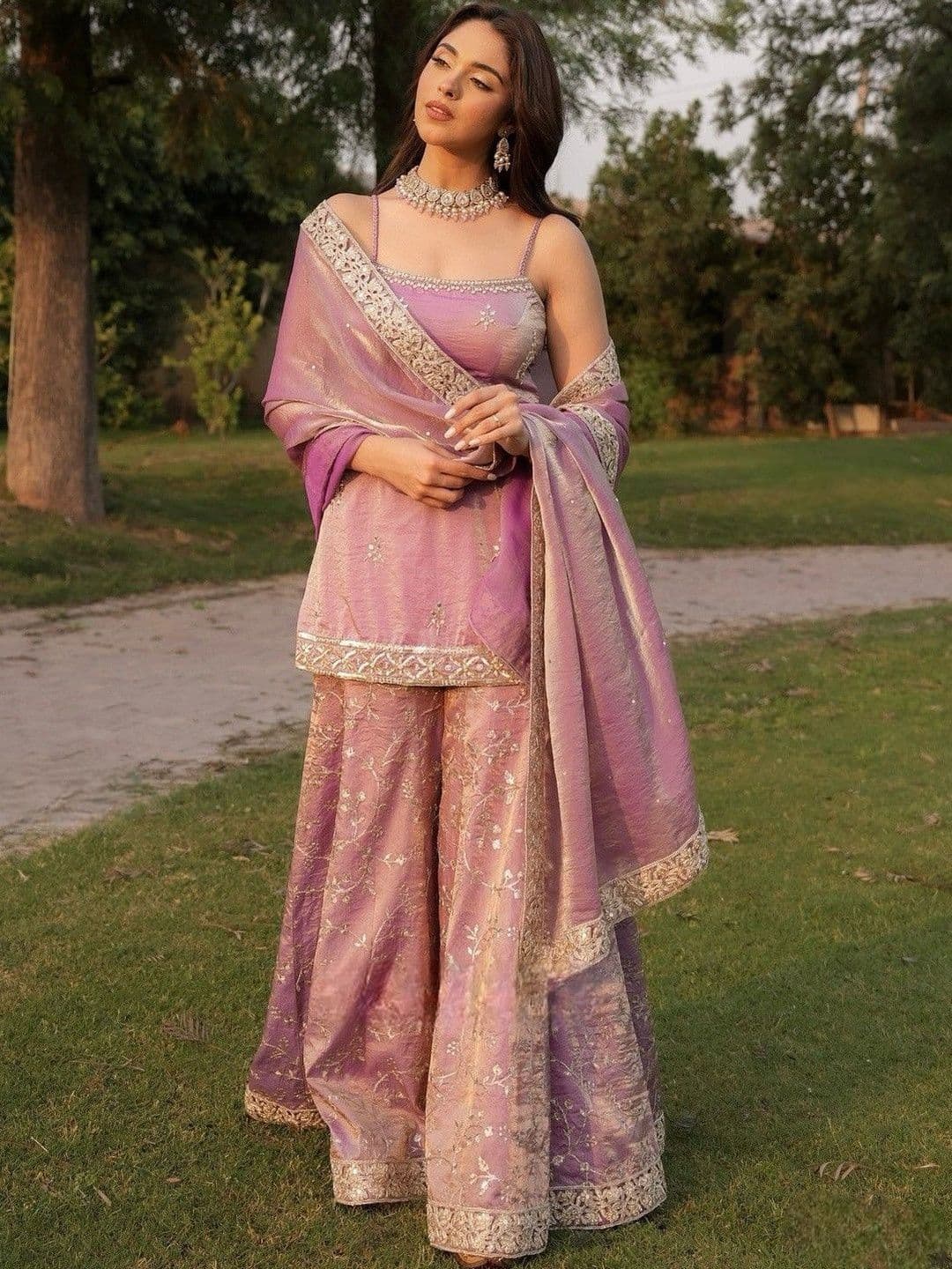 Moda Rapido Women Ethnic Motifs Embroidered Regular Kurta with Sharara & With Dupatta - view 1
