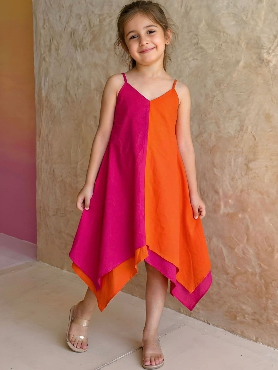 KidsFlower Girls Colorblock, Spaghetti Strap, V-Neck A-Line Dresses - view 1