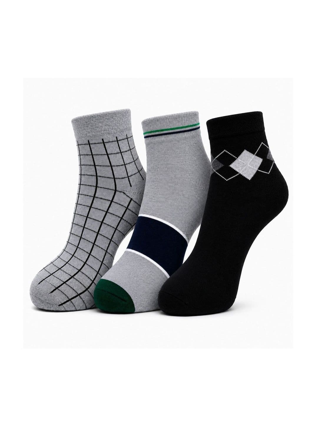 Dollar Men Pack of 3 Cotton Assorted Patterned Ankle Length Socks - view 1