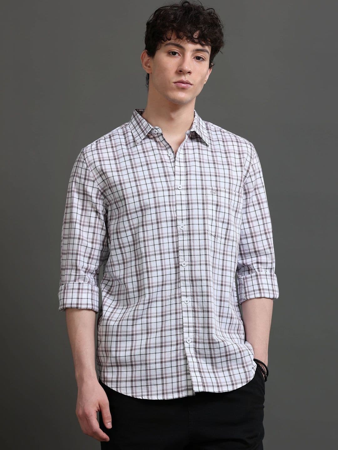 British Club Men Smart Slim Fit Checked Casual Shirt - view 1