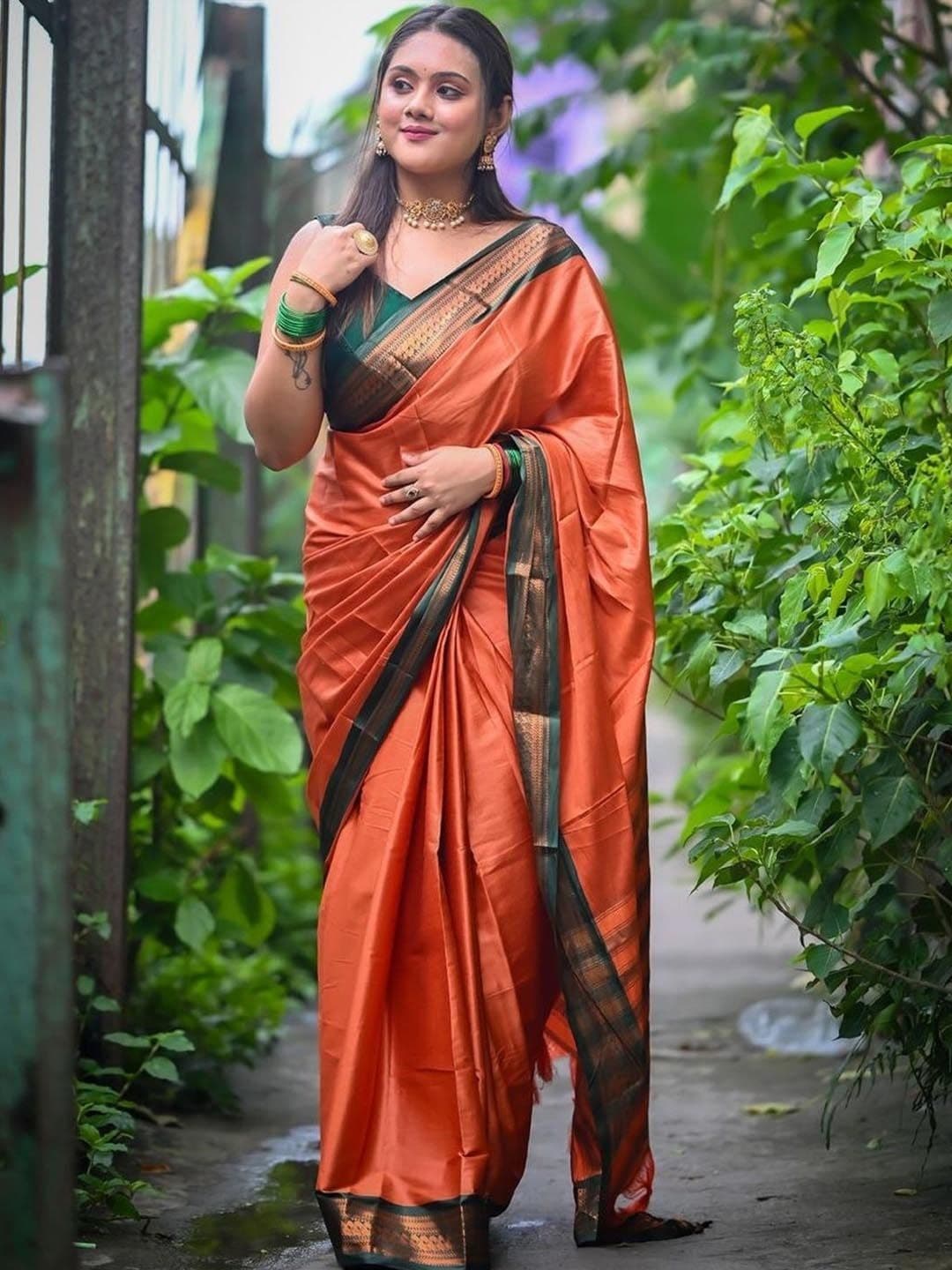 Paramparik Textile Woven Design Zari Silk Cotton Handloom Kanjeevaram Saree - view 1