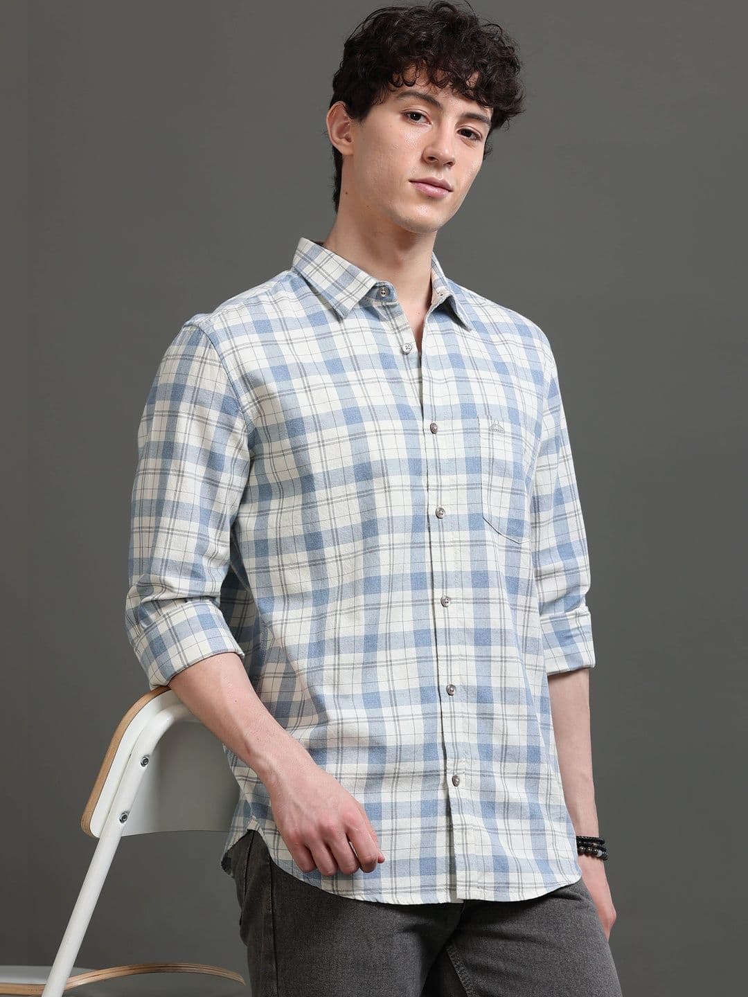 British Club Men Smart Slim Fit Gingham Checks Checked Casual Shirt - view 1