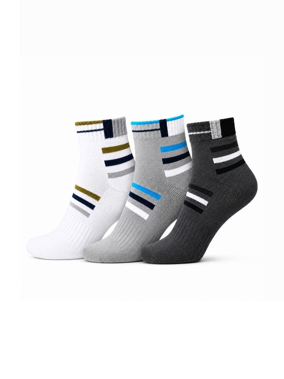 Dollar Men Pack of 3 Cotton Assorted Striped Above Ankle Socks - view 1