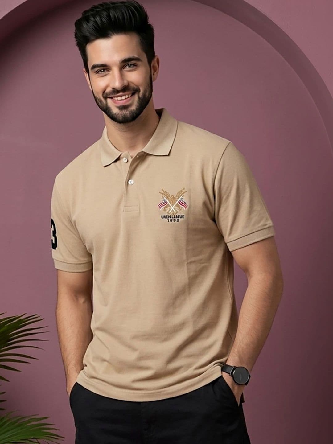 RELANE Men Brand Logo Printed Polo Collar T-shirt - view 1