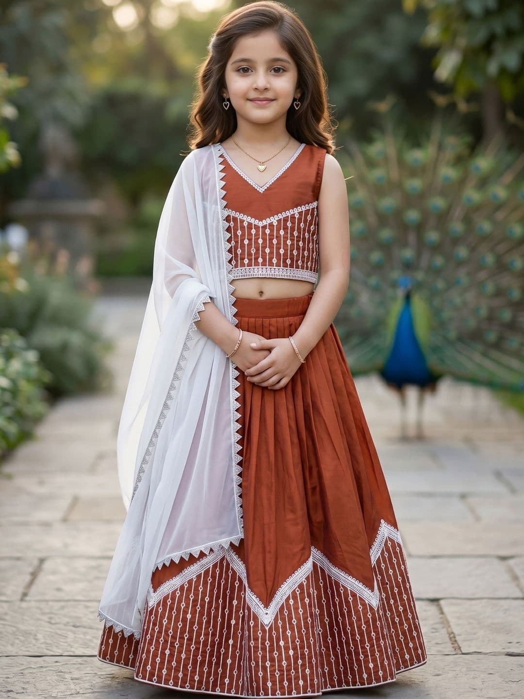 KALINI Girls Embroidered Thread Work Ready to Wear Lehenga & - view 1
