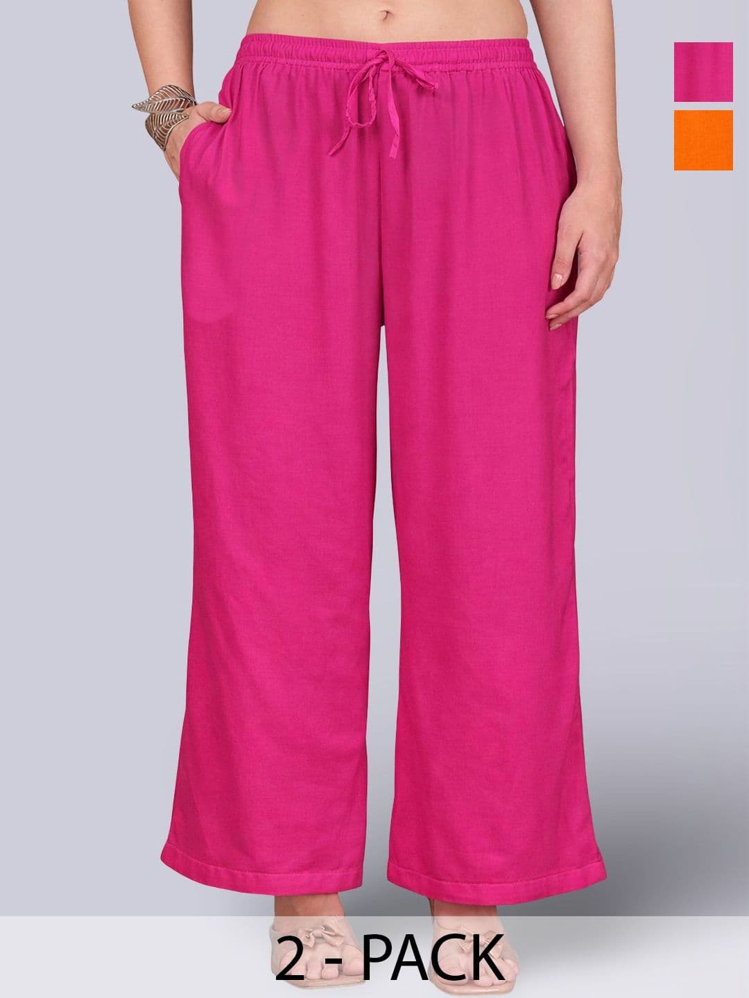 KALINI Women Flared Knitted Ethnic Palazzos - view 1