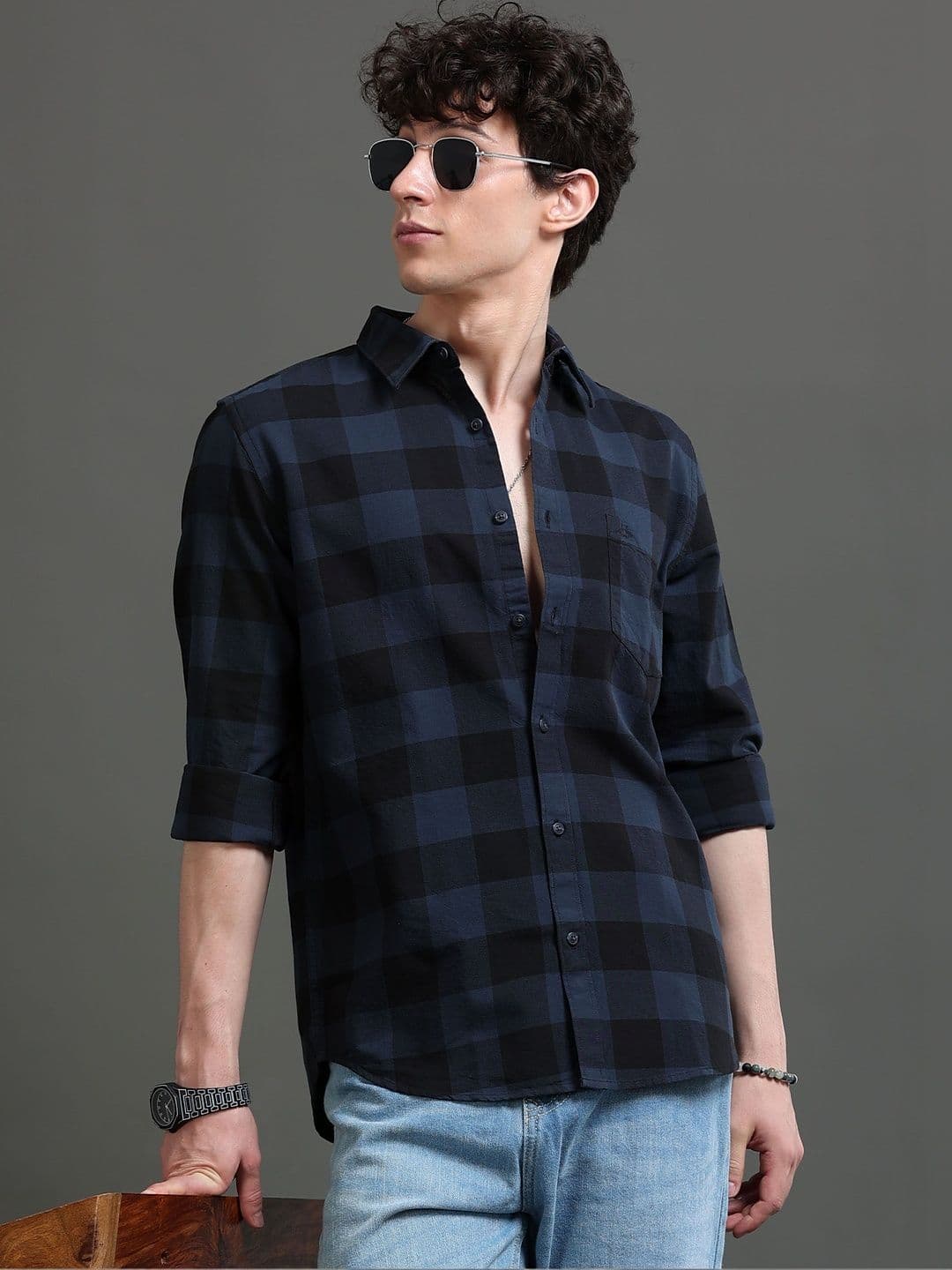 British Club Men Smart Slim Fit Buffalo Checks Checked Casual Shirt - view 1