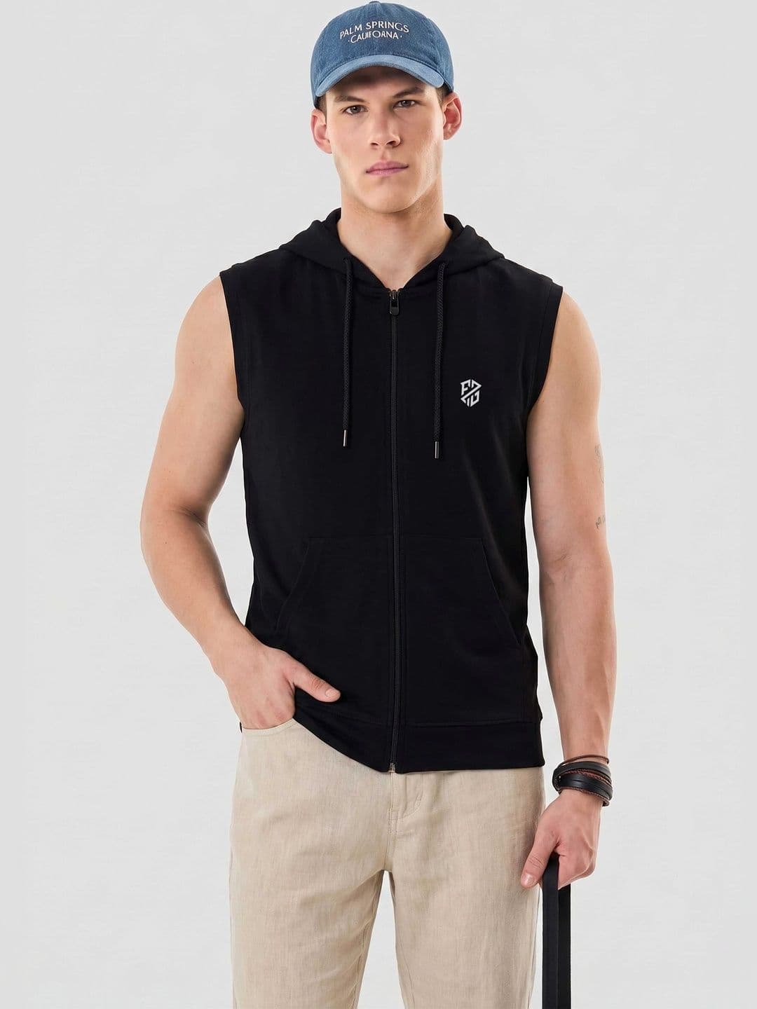 THE EG STORE Men Brand Logo Hooded Pockets T-shirt - view 1