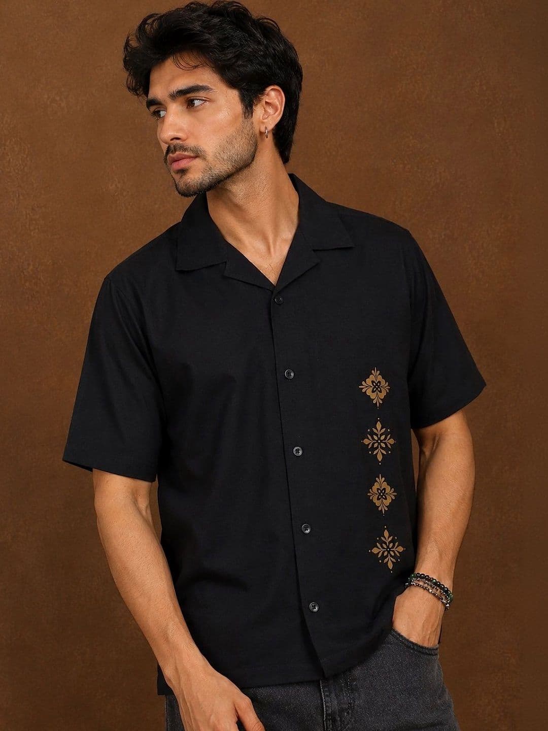 HERE&NOW Men Black Star Printed Shirt - view 1