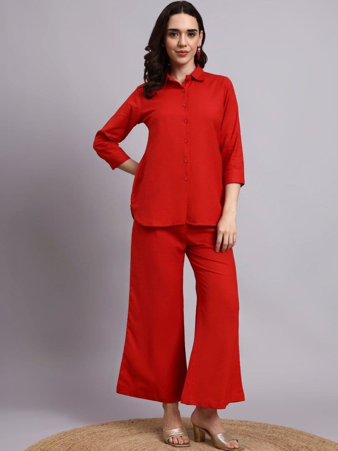 Milvia Solid Shirt with Palazzos - view 1