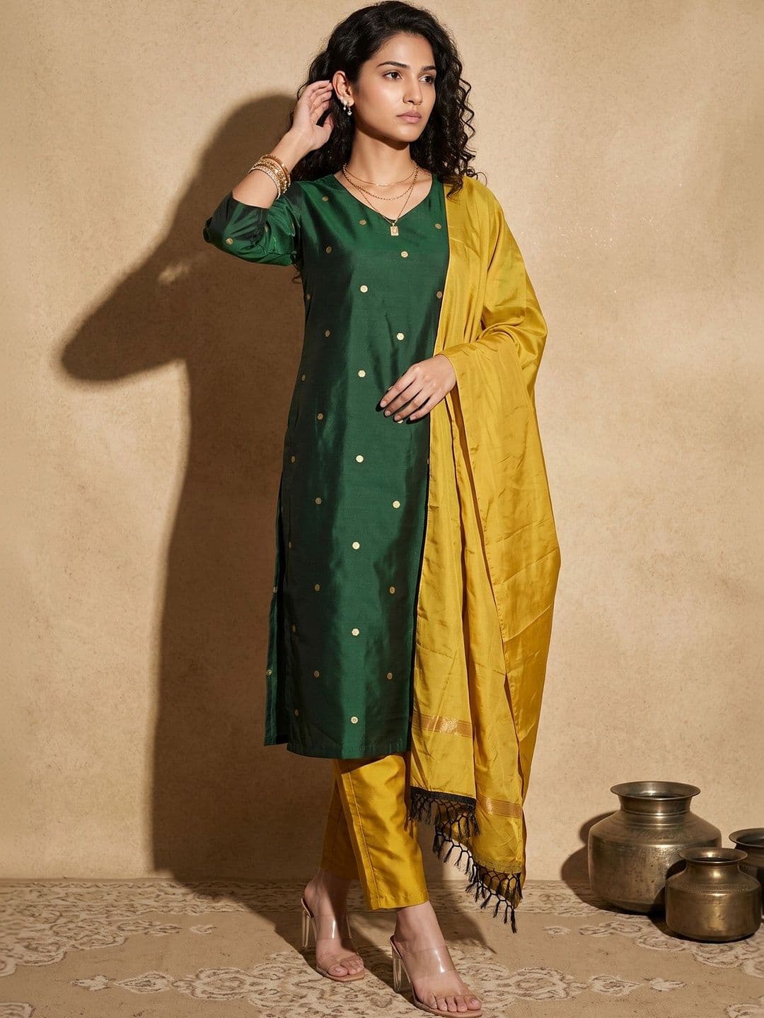 DRIP CHOWK Women Ethnic Motifs Embroidered Regular Kurta with Trousers & With Dupatta - view 1