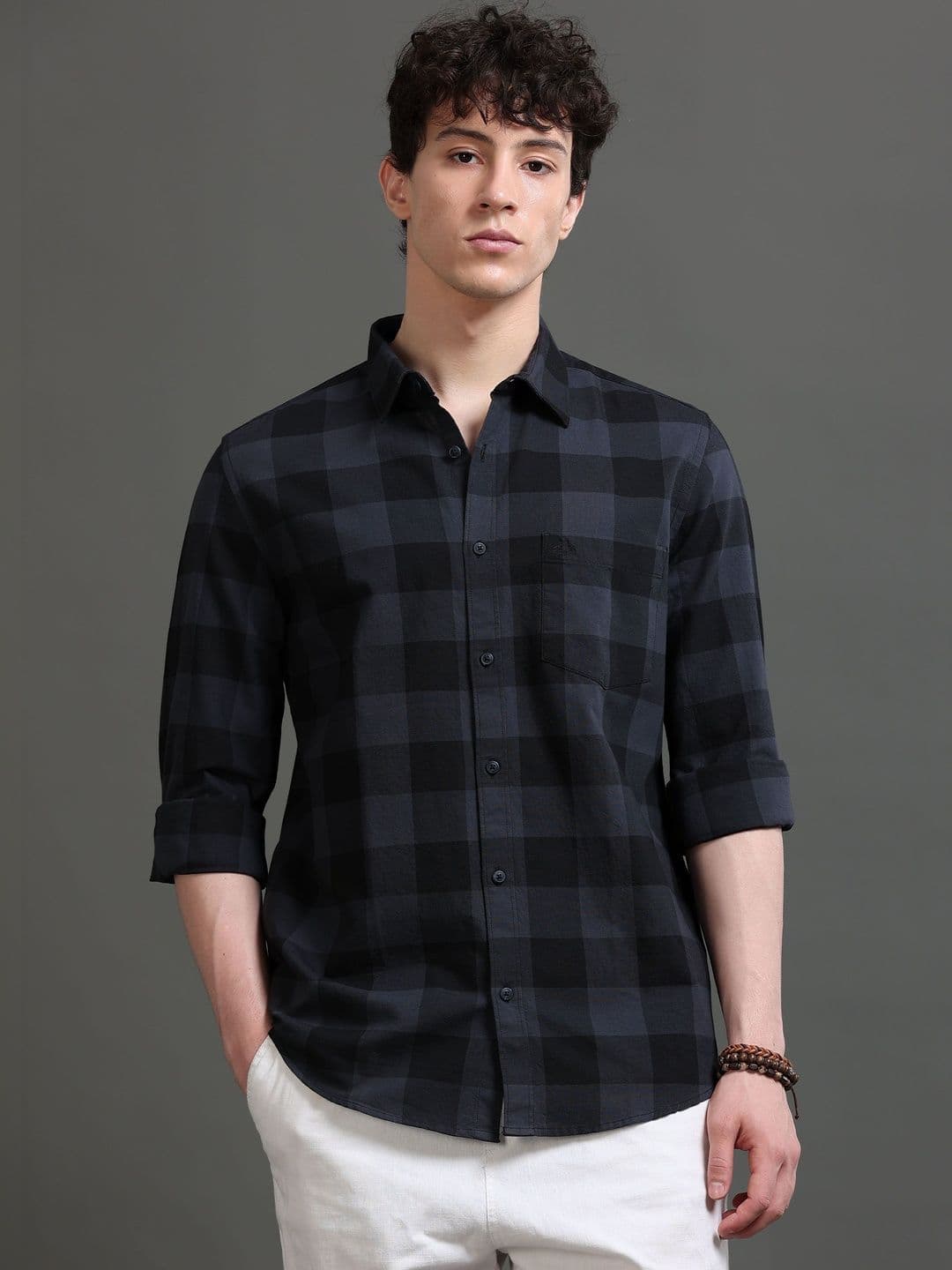 British Club Men Smart Slim Fit Buffalo Checks Checked Casual Shirt - view 1