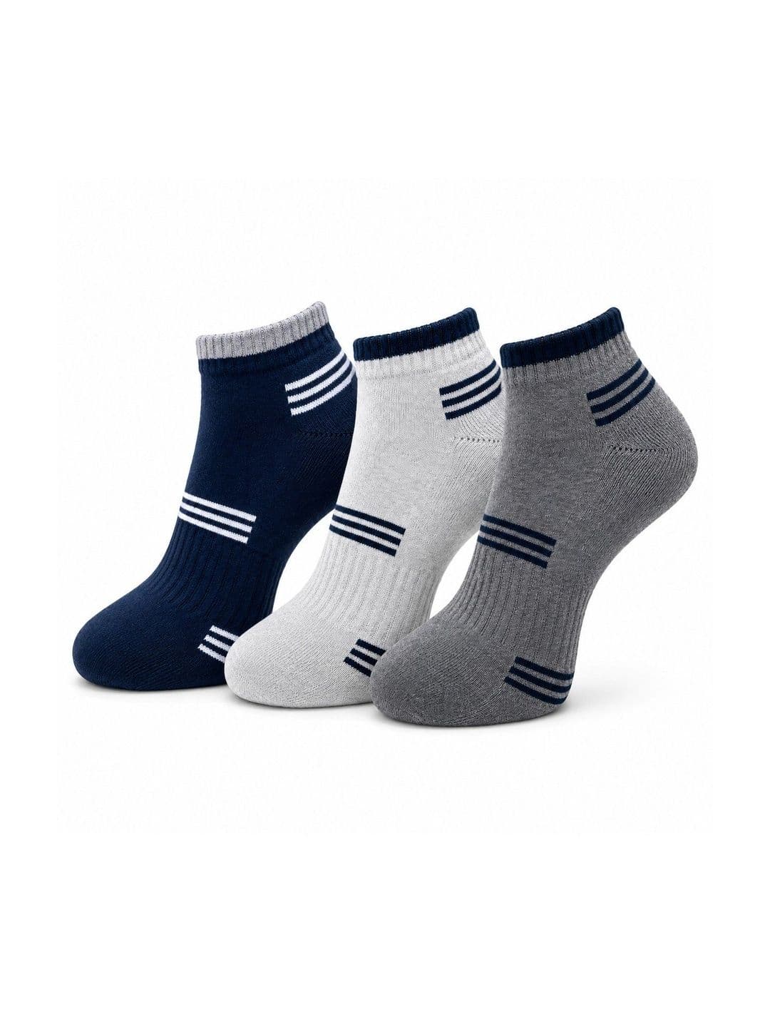 Dollar Men Pack of 3 Cotton Assorted Striped Ankle Length Socks - view 1